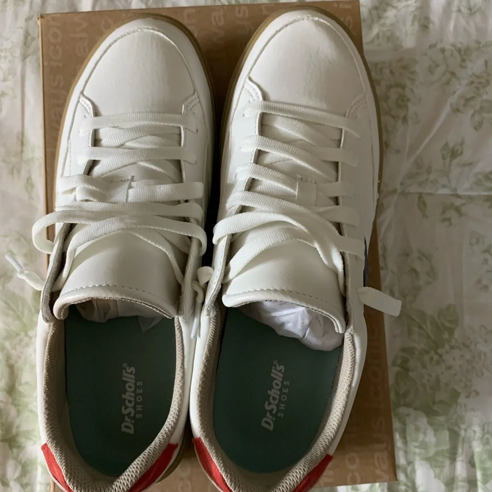 Dr. Scholl's White Sneakers with Blue and Red Details -brand new ( run small) - Picture 3 of 4